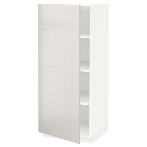 METOD High cabinet with shelves, white/Ringhult light grey, 60x60x140 cm