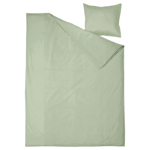 ÄNGSLILJA Duvet cover and pillowcase, grey-green, 150x200/50x60 cm