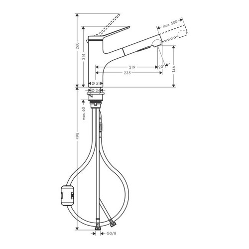 Hansgrohe Kitchen Mixer Tap Zesis 150 Eco 2j, chrome