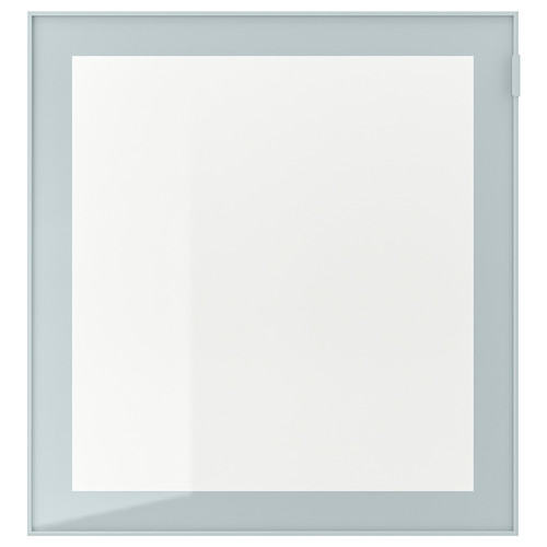 GLASSVIK Glass door, light grey-blue/clear glass, 60x64 cm