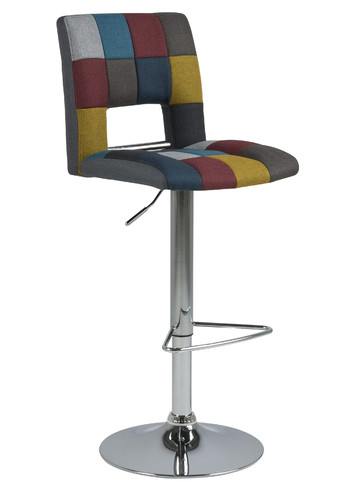 Bar Stool Sylvia, patchwork/brushed metal