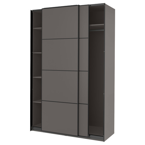 PAX / MEHAMN Wardrobe, dark grey/double sided dark grey, 150x66x236 cm