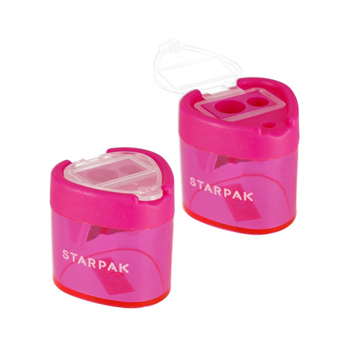 Starpak Double Plastic Pencil Sharpener Disc 24pcs, 4 Colours/2 Shapes