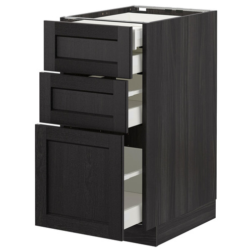 METOD/MAXIMERA Base cb 3 frnts/2 low/1 md/1 hi drw, black/Lerhyttan black stained, 40x61.9x88 cm