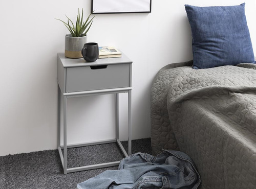 Nightstand Bedside Table Mitra, grey