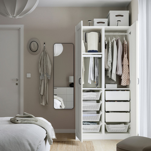 PAX / GRIMO Wardrobe combination, white/white, 100x60x201 cm