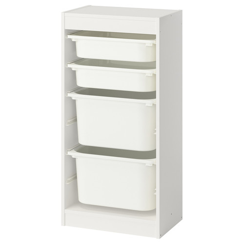 TROFAST Storage combination with boxes, white/white, 46x30x94 cm