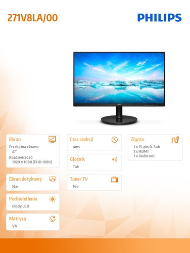 Philips 27" LCD Monitor 271V8LA VA HDMI Speakers