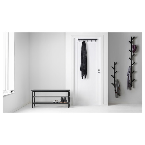 TJUSIG Bench with shoe storage, black, 108x50 cm