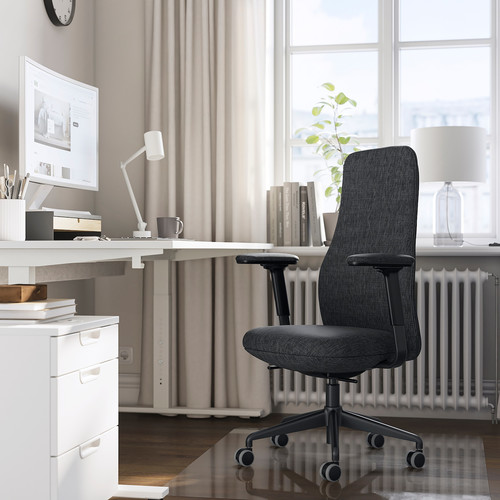 GRÖNFJÄLL Office chair with armrests, Letafors grey/black