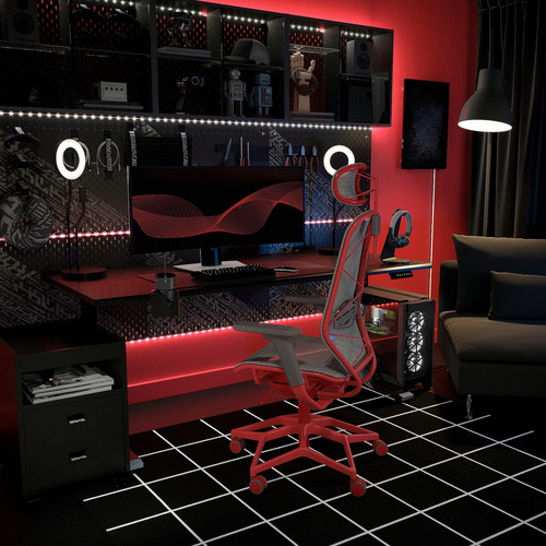 STYRSPEL Gaming chair, grey/red