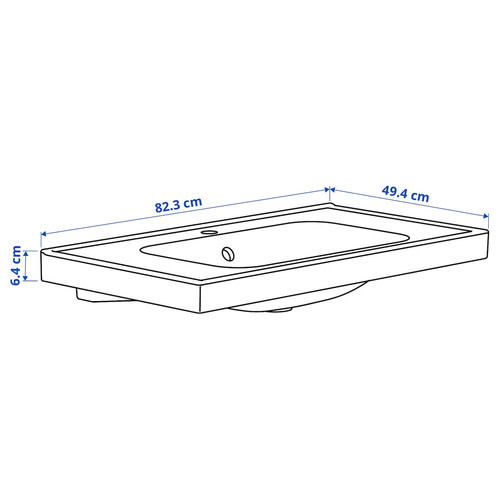 ORRSJÖN Wash-basin with water trap, white, 82x49 cm