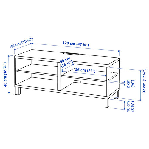 BESTÅ TV bench, white, 120x40x48 cm