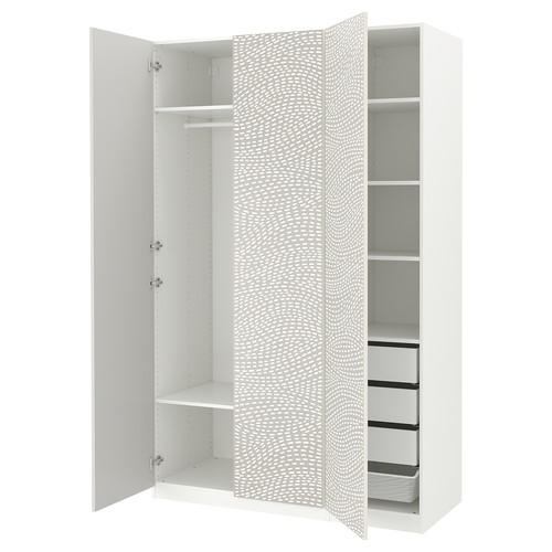 PAX / MISTUDDEN Wardrobe combination, white/grey patterned, 150x60x236 cm