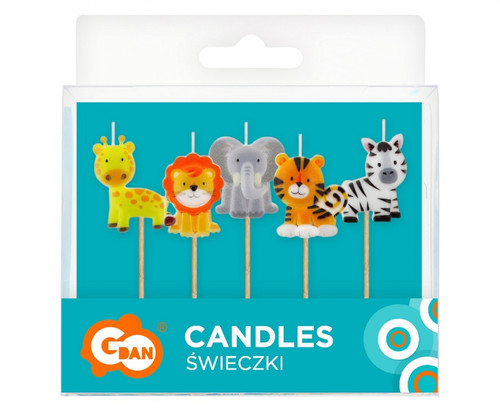 Birthday Picks Candles Animals 5pcs