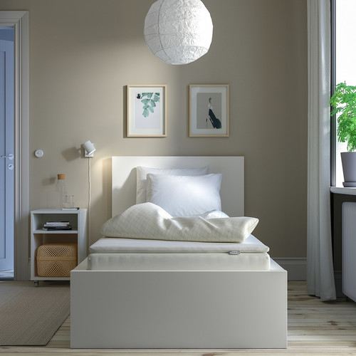 VESTERÖY Mattress and mattress pad, firm light blue/Näsfjället white, 80x200 cm