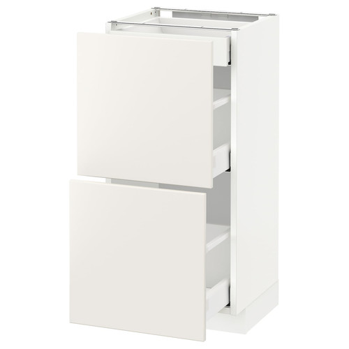 METOD / MAXIMERA Base cab with 2 fronts/3 drawers, white, Veddinge white, 40x37 cm