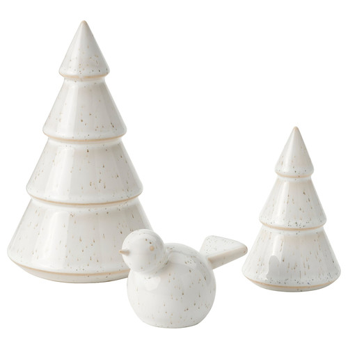 VINTERFINT Decoration set of 3, Christmas tree/bird white