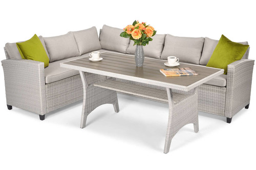 Outdoor Corner Sofa with Table Set Stockholm, grey