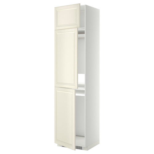 METOD High cab f fridge/freezer w 3 doors, white/Bodbyn off-white, 60x60x240 cm