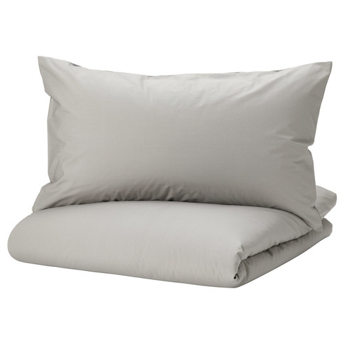 STRANDTALL Duvet cover and pillowcase, grey/dark grey, 150x200/50x60 cm