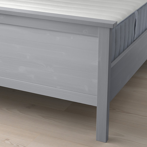 HEMNES Bed frame with mattress, grey stain/Valevåg firm, 160x200 cm