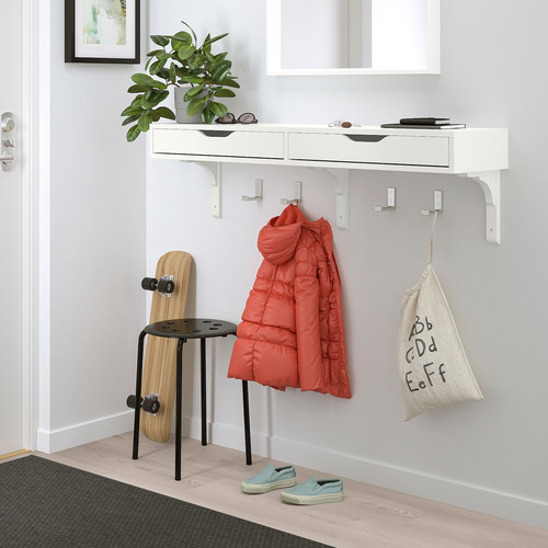 EKBY ALEX / RAMSHULT Wall shelf, white, white, 119x29 cm