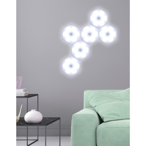 Set of 6 Wall Lamps Hexagonal 8.5x7.5cm, battery-powered