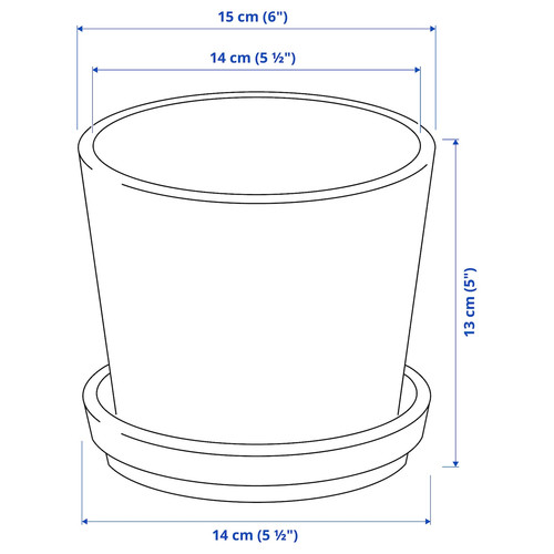 KLOTLÖNN Plant pot with saucer, in/outdoor/grey/beige, 12 cm