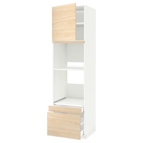 METOD / MAXIMERA Hi cab f ov/combi ov w dr/2 drwrs, white/Askersund light ash effect, 60x60x220 cm