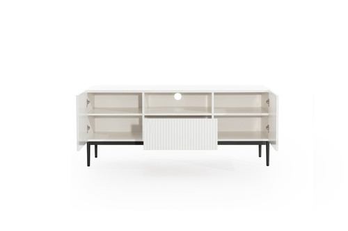 TV Cabinet Nicole 150 cm, matt white/black legs