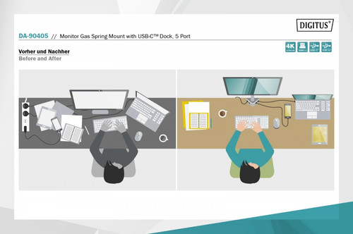 Digitus Monitor Gas Spring Mount with USB-C Dock 15-30" DA-90405