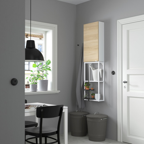 ENHET Wall storage combination, white, oak effect, 40x15x150 cm