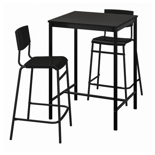 SANDSBERG / STIG Bar table and 2 bar stools, black/black, 67x67 cm