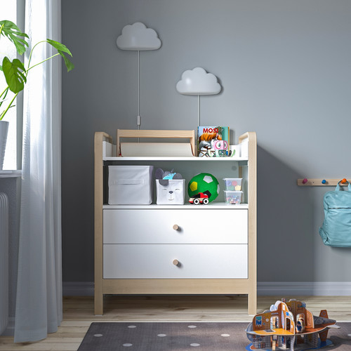 ÄLSKVÄRD Changing table/chest of drawers, birch/white