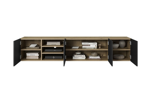 Wall-Mounted TV Cabinet Asha 200 cm, artisan/matt black