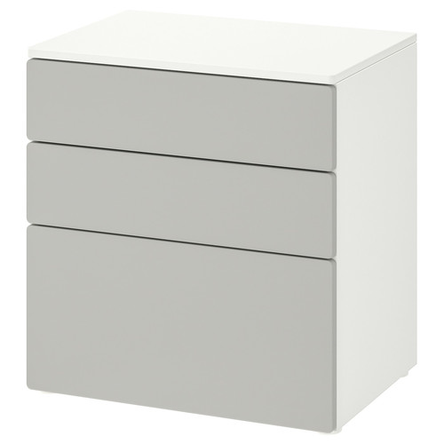 SMÅSTAD / PLATSA Chest of 3 drawers, white/grey, 60x42x63 cm