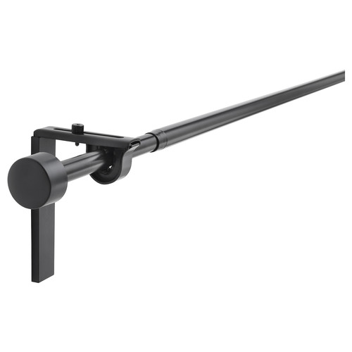 RÄCKA Curtain rod combination, black, 120-210 cm