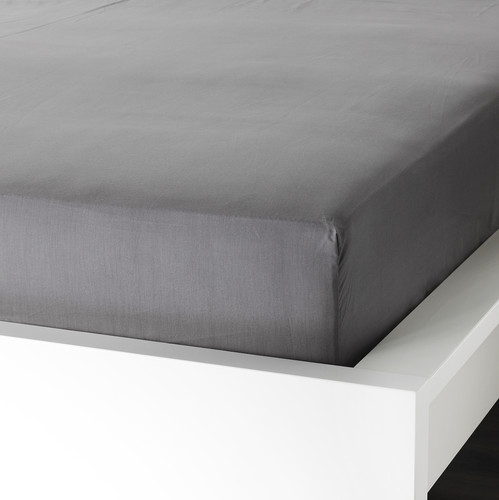 ULLVIDE Fitted sheet, grey, 90x200 cm