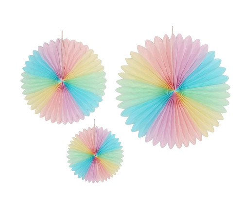 Decoration Paper Fan 3pcs 20, 30, 40cm, multicolour