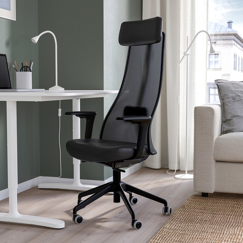 JÄRVFJÄLLET Office chair with armrests, Glose black, 68x68 cm