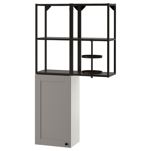 ENHET Wall storage combination, anthracite, grey frame, 80x30x150 cm