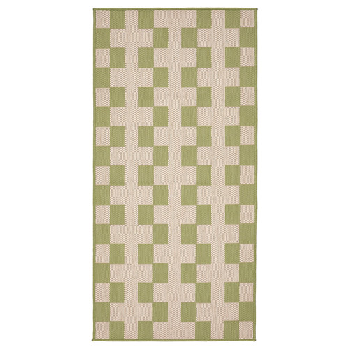 GÅNGSTIG Kitchen mat, flatwoven green/off-white, 80x150 cm