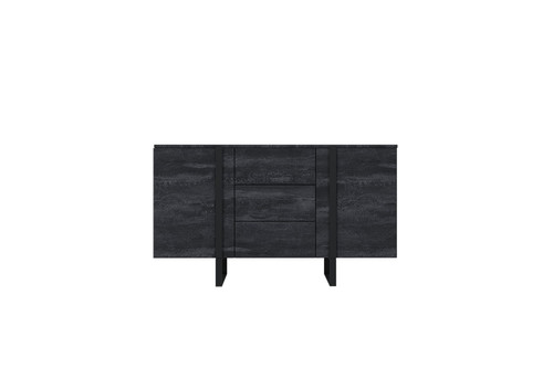 Cabinet with 2 Doors & 3 Drawers Verica 150 cm, charcoal/black legs