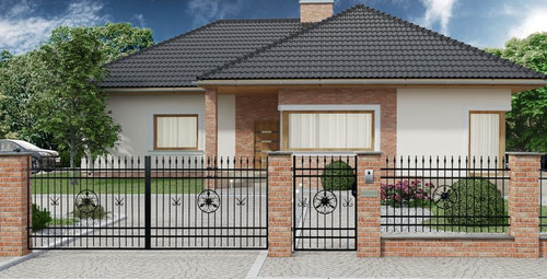 Double Swing Gate 400 x 150 cm, galvanized, black