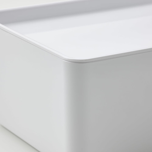 KUGGIS Box with lid, white, 13x18x8 cm