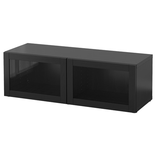 BESTÅ Shelf unit with glass doors, Sindvik black-brown, 120x40x38 cm