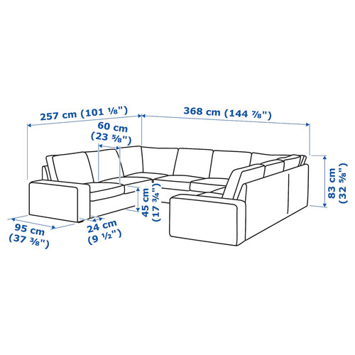 KIVIK U-shaped sofa, 7-seat, Tibbleby beige/grey