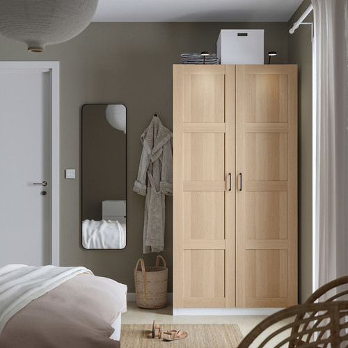 PAX / BERGSBO Wardrobe, white/white stained oak effect, 100x60x201 cm