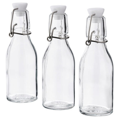 KORKEN Bottle with stopper, clear glass, 15 cl